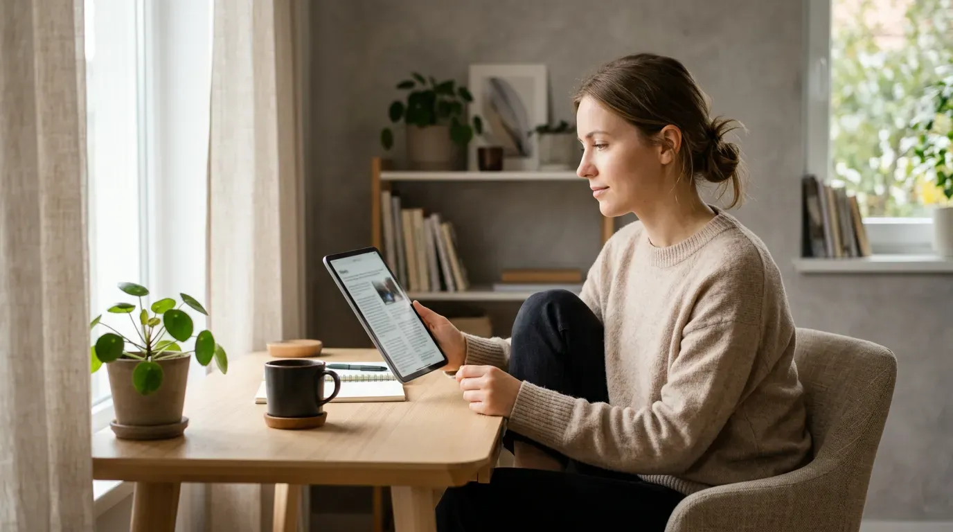 Person som leser en nettside på nettbrett